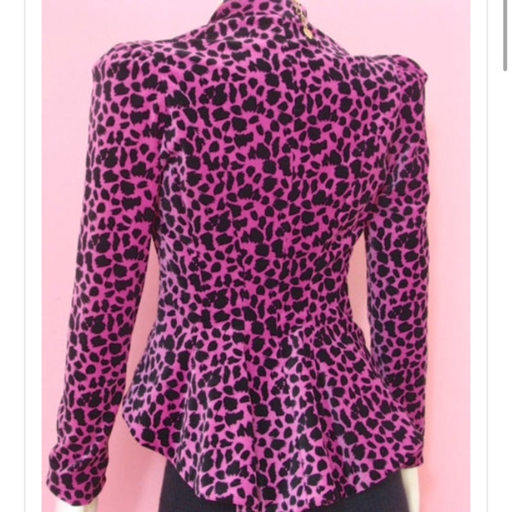 Betsey Johnson hot pink velvet leopard jacket blazer 4 - Picture 2 of 4